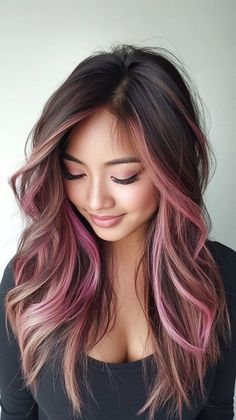 Rose Gold Hair Ombre, Hair Color For Brown Skin, Rambut Brunette, Pink Ombre Hair, Rose Gold Ombre, Peekaboo Hair, Gold Ombre, Hair Mistakes, Pretty Hair Color