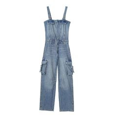 Lasaky - Pocket Utility Denim Jumpsuit Zipper Jumpsuit, Long Jumpsuit, Stylish Jumpsuit, Fitted Jumpsuit, Backless Jumpsuit, Denim Pocket, Long Sleeve Jumpsuit, Long Jumpsuits, Slim Fit Pants