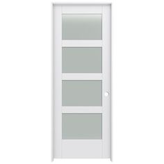 a white door with glass panels on the side