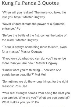 an image of a poem with the words king fu panda 3 quotes