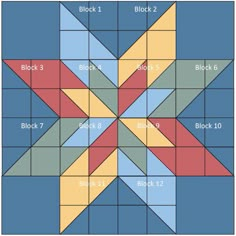 a quilt block with different colors and sizes