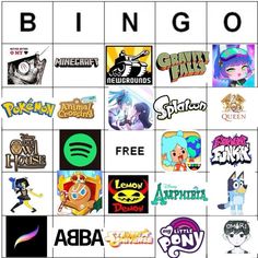 an image of some logos that are on a gridded background with the words bingo