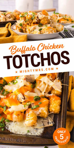 Buffalo Chicken Totchos Buffalo Food Recipes, Gameday Chicken Recipes, Game Day Dinner Recipes, Football Game Day Food Ideas, Fall Football Party Food, Fall Football Recipes, Easy Gameday Food, Healthy Football Dinner, Sunday Game Day Food