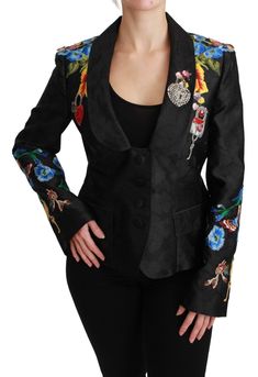 Dolce & Gabbana Black Brocade Crystal Blazer Jacket Model Blazer, Plus Size Blazers, Dolce Gabbana Jacket, High Heel Stiefel, Crystals Beads, Dolce E Gabbana, Guess Jeans, Designer Wear, Dolce & Gabbana