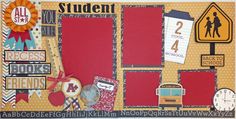 a scrapbook page with school supplies on it