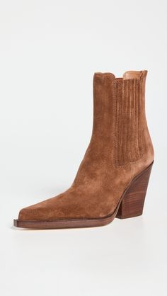 Paris Texas Dallas Ankle Boots | Shopbop Brown Suede Heeled Boots With Sculpted Heel, Suede Heeled Boots With Sculpted Heel And Square Toe, Suede Square Toe Heeled Boots With Sculpted Heel, Luxury Suede Boots With Sculpted Heel, Suede Boots With Sculpted Heel And Square Toe, Luxury Brown Suede Heeled Boots, Luxury Suede Heeled Boots With Almond Toe, Suede Heels With Wooden Heel And Pointed Toe, Pointed Toe Suede Heels With Wooden Heel