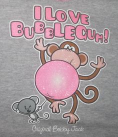 a t - shirt that says i love bubblegum with a monkey and a mouse