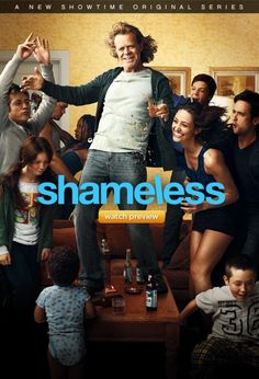 the poster for shameless starring actors and their families in front of a group of people