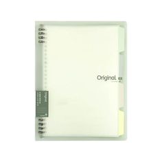 a white notebook with the word original on it's cover and an empty page