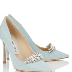 Jimmy Choo- Romy 100 “Something Blue” Heels With Crystal Tiara Piece- Size 36 Beautiful For A Bride! Good Condition- Worn Twice, Slight Stain On Tip Of Right Shoe. Original Box And Duster Bags Included! Ideas Matrimonio, Jimmy Choo Romy, Crystal Tiara, Crystal Tiaras, Girly Shoes, Blue Heels, Jenny Packham, Jimmy Choo Shoes, Something Blue