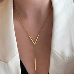 Brand New And Stunning 18k Gold Plated Length:18.5 Inch Gold Y-shape Clavicle Chain Necklace, Gold Y-shape Necklace For Formal Occasions, Formal Gold Y-shaped Necklace, Owl Pendant Necklace, Candy Necklaces, Bar Pendant Necklace, Diamond Bows, Bronze Necklace, Starfish Necklace