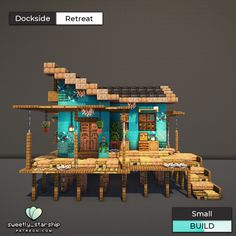 an image of a small house made out of wood and bricks with the words dockside pet