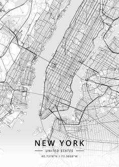 new york city map in black and white