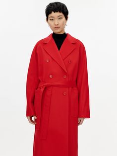 Women's Cashmere Double-Breasted Long Coat Red - Gobi Cashmere Gobi Cashmere, Double Breasted Long Coat, Studio Shots, Outfit Wedding Guest, Womens Cashmere, Comfortable Dress, Fashion Help, Ski Jacket, Long Coat