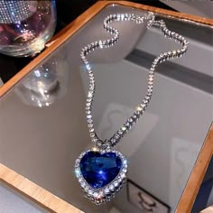 New! Platinum Plated Length: 20 + 2 Inches #177 Beautiful Headphones, Ocean Heart, Ocean Necklace, Crystal Heart Pendant, Mens Jewelry Necklace, Forever Jewelry, Expensive Jewelry, Trendy Necklaces, Heart Shape Pendant