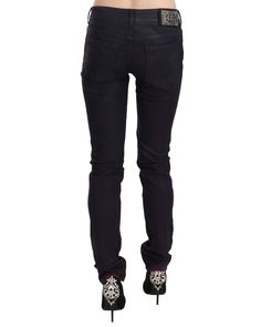 Brand: JUST CAVALLI Color: Black Model: Low Waist Skinny Denim Pants Zipper closure Logo details Material: 98% Cotton 2% Elastane Edgy Dark Wash Mid-rise Pants, Dark Wash Slim Fit Pants For Fall, Slim Fit Dark Wash Pants For Fall, Fall Slim Fit Dark Wash Pants, Edgy Fitted Jeans With Five Pockets, Slim Fit Dark Wash Pants With Five Pockets, Slim Fit Jeans With Belt Loops For Fall, Stretch Jeans With Hip Pockets For Fall, Edgy Jeans With Five Pockets