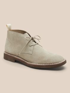 Brendt Suede Crepe-Sole Chukka Boot | Banana Republic Beige Desert Boots With Textured Sole And Round Toe, Beige Desert Boots With Textured Sole, Classic Beige Desert Boots With Stitched Sole, Beige Suede High-top Desert Boots, Beige High-top Suede Desert Boots, Casual Desert Boots With Stitched Sole For Outdoor, Beige Lace-up Desert Boots With Suede Lining, Casual Beige Desert Boots With Rubber Sole, Beige Suede-lined Desert Boots With Plain Toe