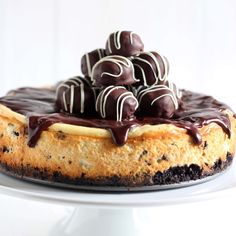 a cake with chocolate and cream on top