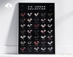 Introducing our exclusive downloadable digital poster showcasing the ultimate Air Jordan sneaker collection. Take a nostalgic journey through time as you explore this meticulously curated compilation of every Air Jordan model released between 1985 and 2020. 🔸Key Features: ✰ Instantly download and own a high-quality digital poster featuring the complete Air Jordan sneaker collection from 1985 to 2020 ✰ Immerse yourself in the rich history and evolution of the iconic Air Jordan line, from its ear Air Jordan Collection, Jordan Collection, Sneaker Posters, Jordan Sneaker, Jordan Model, Digital Poster, Innovative Fashion, Retro Wall Art, Retro Wall