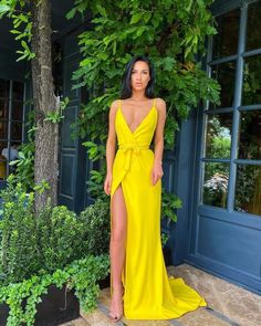 A Line Prom Dress, Long Prom Dresses, A Line Prom Dresses, Yellow Fashion, Halter Style, Mermaid Dress, Long Prom Dress, Evening Dresses Long