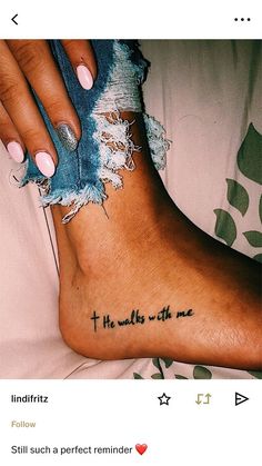 a woman's foot with a tattoo saying, the truth is in me on it