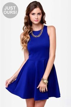 Pretty Blue Dress Accessories, Dresses For Juniors, Recruitment Outfits, Dresses Lulus, Knit Skater Dress, Dresses Club, Club Party Dresses, Royal Blue Dress, Royal Blue Dresses