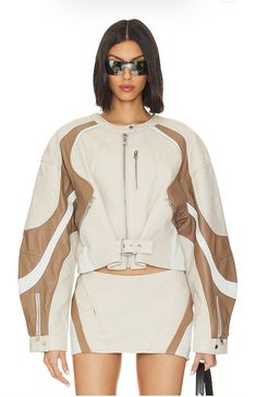 https://www.revolve.com/mobile/lamarque-dustin-moto-jacket-in-bone-winter-white-mocha/dp/LARX-WO195/?d=Womens&itrownum=29&itcurrpage=1&itview=01 White Leather Jacket, White Mocha, Models Off Duty, White Jacket, Summer Trends, Winter White