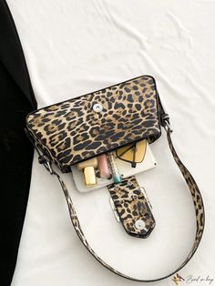 Bird in Bag - Leopard Print Single Shoulder Bag for Women Pattern Composition, Bird In Bag, Bag Bag, Square Bag, Bag For Women, Textures Patterns, Top Handle, Bags Women, Pu Leather