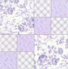 a purple and white tile pattern with flowers on the bottom, in shades of lavender