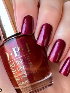 Opi Big Sagittarius Energy, Opi Gel Polish Colors Winter 2024, Cranberry Nail Color, Opi Fall 2023 Collection, Nail Colors Opi, Toenails Painted, Early Fall Nail Colors, Pretty Fingernails, Fall Nail Colors Opi