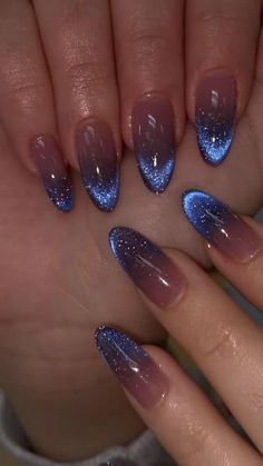 Unghie Sfumate, Pretty Gel Nails, Blue Nail, Cat Eye Nails, Funny Profile, Fancy Nails, Dope Nails, Nail Arts