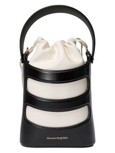 This charming little bucket bag is your new go-to accessory for a night out or a casual day in the city. Crafted in Italy, it blends sophistication with playful elegance, ensuring you make a stylish statement no matter where you go. It’s like the chic friend who always knows how to have a good time. Season: FW24 Color: Black Size: One Size Department: Women Family: Handbags Composition: 100% Calf Leather | Alexander Mcqueen Women's "the Rise Mini" Bucket Bag in Black | 7959001VPHG1090 Alexander Mcqueen Bag, Bucket Handbags, Mini Bucket Bags, Mini Bucket, Leather Bucket Bag, Leather Bucket, Mini Handbags, Leather Pouch, Thom Browne