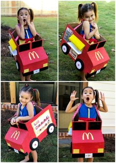 McDonald’s Food Truck Costume Kindy 500 Cars Cardboard Boxes, Transportation Parade, Kindy 500, Cardboard Truck, Diy Paper Christmas Ornaments, Truck Costume, Forest Diorama, Box Train