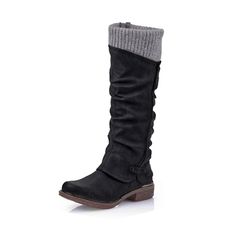 Category:Boots; Upper Materials:Faux Leather,PU; Embellishment:Lace-up; Season:Fall,Winter; Heel Type:Flat Heel; Gender:Women's; Toe Shape:Round Toe; Type:Knee High Boots; Style:Casual,Minimalism,Vintage; Heel Height(inch):<1; Outsole Materials:Rubber; Occasion:Daily,Outdoor; Closure Type:Zipper; Pattern:Solid Color; Listing Date:10/25/2023; 2024 Trends:Motorcycle Boots,Plus Size,Work Boots Fall Heel, Boots Plus Size, Knee High Boots Winter, Winter Footwear, Plus Size Work, 2023 Trends, Boots Style, Slouched Boots, Motorcycle Boots