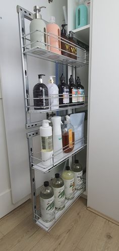 the shelves are full of different types of skin care products