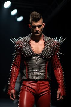 Race Fashion, Fashion Walk, Male Models Poses, Mens Leather Pants, Races Fashion, Concept Clothing, Cyberpunk Fashion, Punk Rocker, Mens Leather Boots