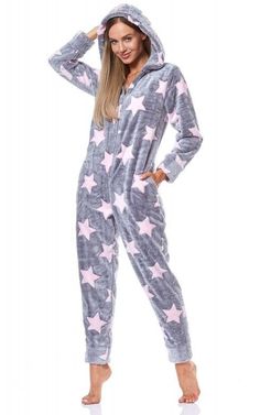 Weekend Fashion, Long Sleeve Onesie, Pink Stars, Printed Jumpsuit