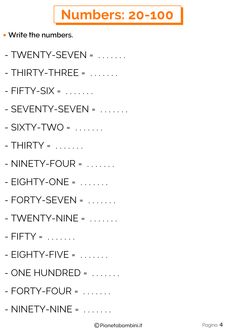 numbers 20 - 100 write the numbers twenty - seven thirty - three sixty - seven thirty - four forty - five forty - nine forty - eight