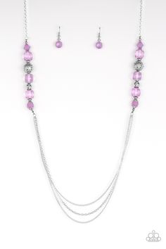 A collection of ornate silver accents and glassy and opaque purple crystal-like beads give way to shimmery silver layers for a refined look. Features an adjustable clasp closure.

Sold as one individual necklace. Includes one pair of matching earrings. Paparazzi Accessories Jewelry, Purple Necklace, Purple Crystal, Paparazzi Accessories, Inspired Jewelry, Purple Crystals, Paparazzi Jewelry, Silver Accents, Necklace Earring Set