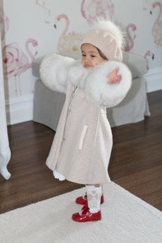 Petite Maison Kids. Original signature design. Sophisticated and beautiful handmade coat. 100% Australian wool with fox fur trims and collar. Satin lining and zipper closure. Grey Fur, Girl Coat, Girls Fashion, Fox Fur, Signature Design, Fur Trim, Wool Coat, Stay Warm