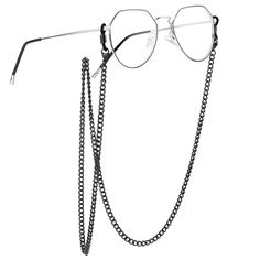 PRICES MAY VARY. 🌾🌟Glasses Holder🌾🌟(Not including sunglass) with 28" chain, can also take off as necklace. Lightweight and fits both prescription and sun glasses. Dainty chain with beautiful accents. 💙Material💙Made of 316L stainless steel, with2 rubber ends, easy to adjust 🌾🌟Chain for Glasses🌾🌟Beautiful and long enough. Looks: 5 star. Practical daily use:5 star. Fashionable and extremely functional 🌾🌟Super cute and dainty🌾🌟 Keeps you from forgetting your glasses.Doesn’t slip off gl Trendy Metal Glasses Chains With Chain Strap, Trendy Black Metal Glasses Chains, Black Adjustable Glasses Chain For Parties, Black Glass Glasses Chain For Parties, Trendy Black Glasses Chains For Gift, Trendy Black Glasses Chains As Fashion Accessory, Trendy Black Glass Jewelry, Black Metal Glasses Chain With Adjustable Feature, Black Metal Glasses Chains With Adjustable Chain