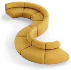 the curved couch is designed to look like a snake's tail, and has four sections