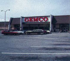 an empty parking lot in front of a store