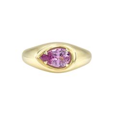 Each of our gemstone signet rings contain a distinctive, one-of-a-kind stone that has been hand-selected by Maggi. Due to the uniqueness of these precious materials, only one is available. One-of-a-kind gemstone ring featuring one custom cut pink sapphire set in an east west pear cut signet style setting. Diamond Signet Ring, Signet Rings, East West, Pink Diamond, Pear Cut, Signet Ring, Pink Sapphire, Gemstone Ring, Pear