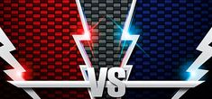 two red and blue squares with lightning bolts on them, one has the same color as the