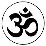 the om shan symbol in black and white