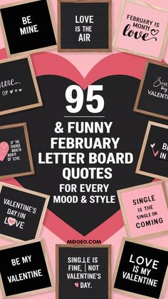 valentine's day card with the words 95 funny and funny letters for every mood & style