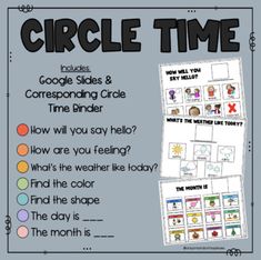 the circle time worksheet with pictures and text