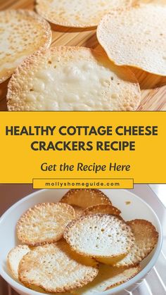 healthy cottage cheese crackers recipe on a plate with text overlay that reads, healthy cottage cheese crackers recipe get the recipe here