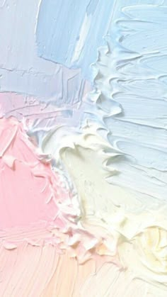 an abstract painting with blue, pink and white colors